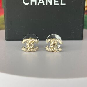 Chanel Gold Earrings with Crystal Accents